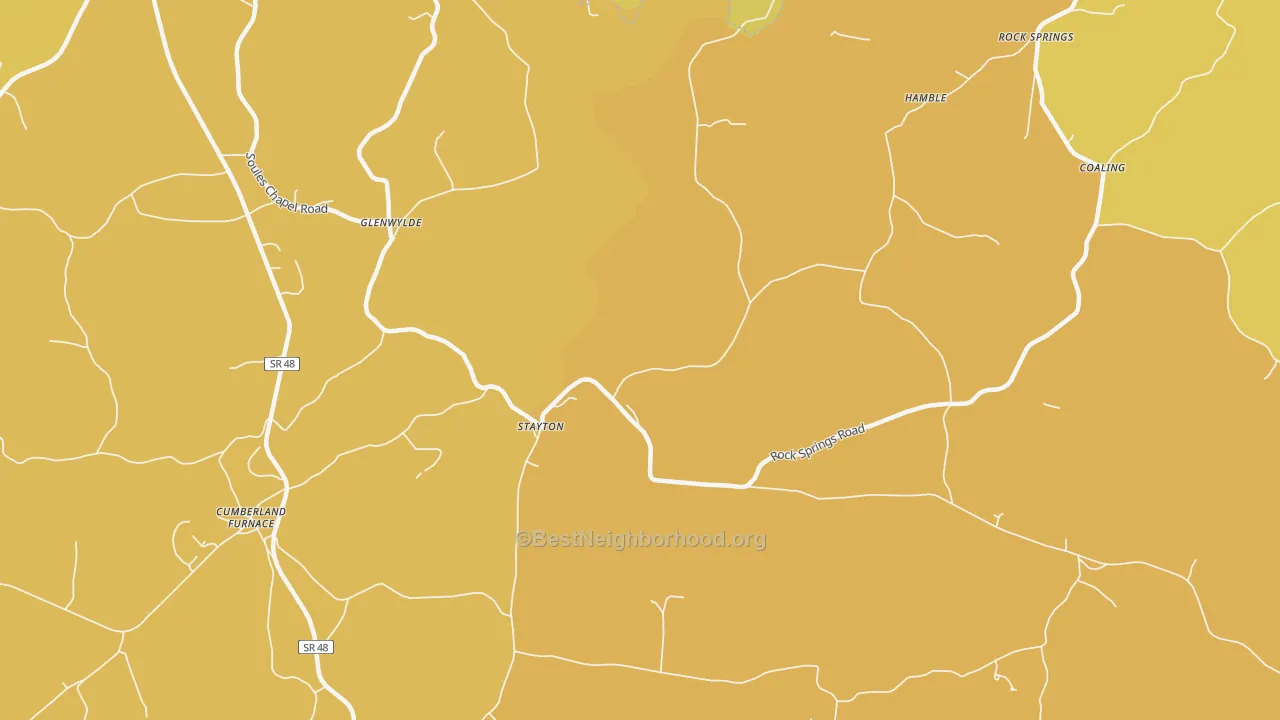Map of the best neighborhoods in the Stayton area, with better matches in green and worse matches in red
