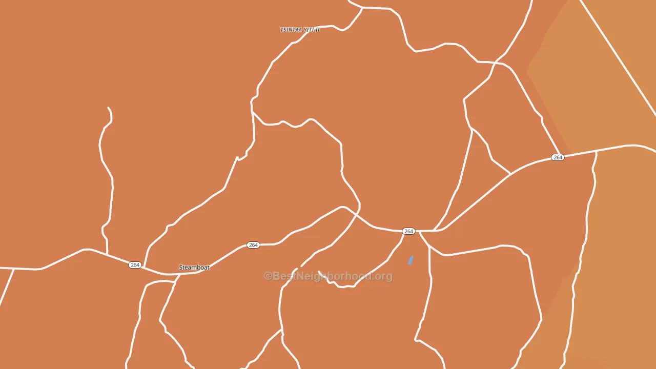 Map of the best neighborhoods in the Steamboat Canyon area, with better matches in green and worse matches in red