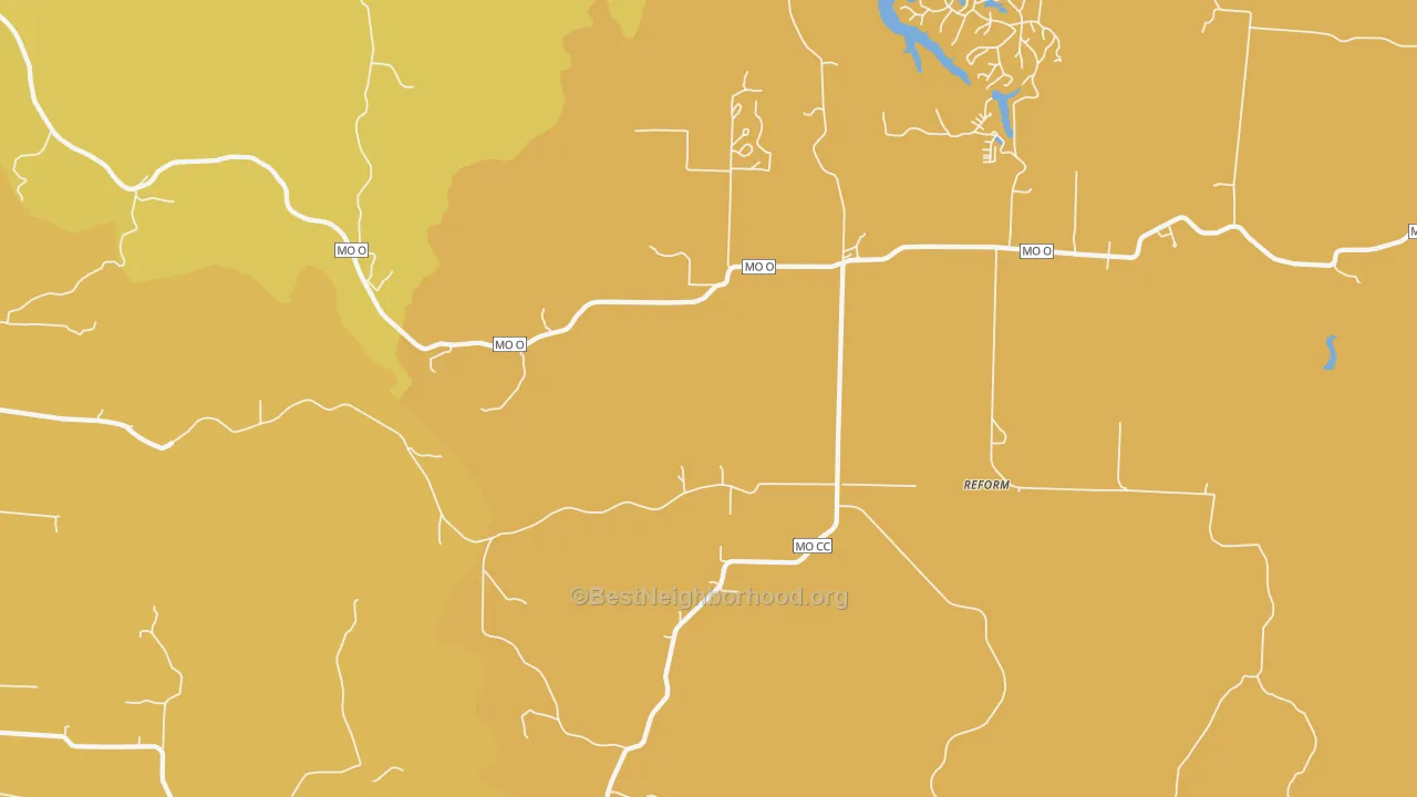 Map of the best neighborhoods in the Steedman area, with better matches in green and worse matches in red