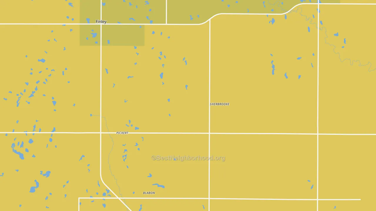 Map of the best neighborhoods in the Steele County area, with better matches in green and worse matches in red