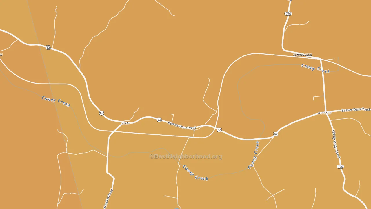 Map of the best neighborhoods in the Steff area, with better matches in green and worse matches in red