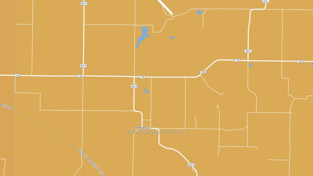 Map of the best neighborhoods in the Steffenville area, with better matches in green and worse matches in red