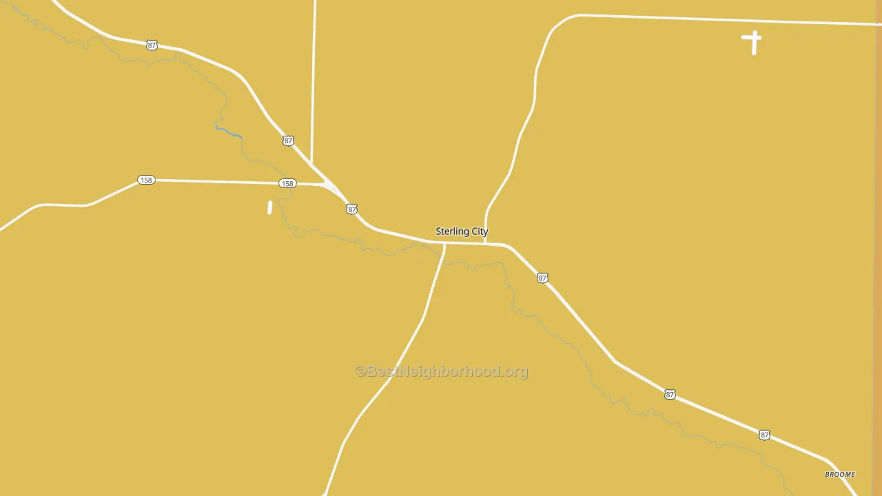 Map of the best neighborhoods in the Sterling County area, with better matches in green and worse matches in red