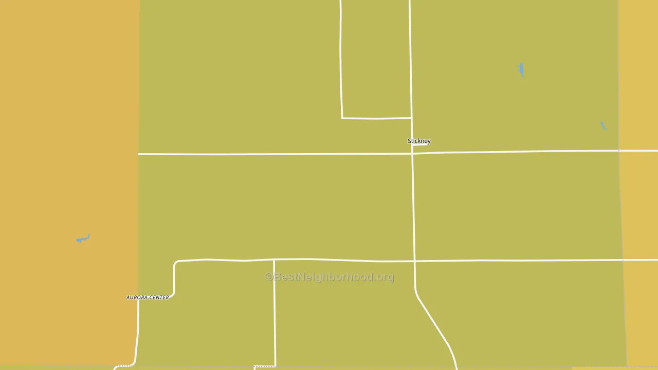 Map of the best neighborhoods in the Stickney area, with better matches in green and worse matches in red