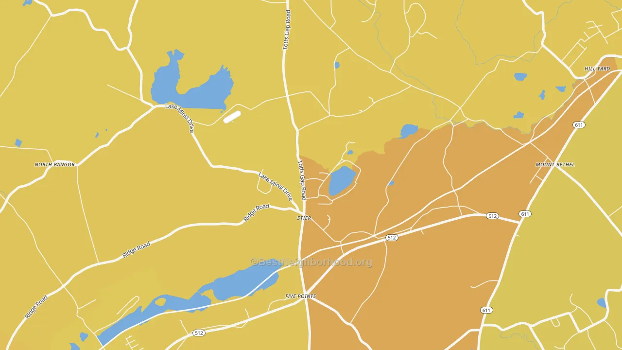 Map of the best neighborhoods in the Stier area, with better matches in green and worse matches in red