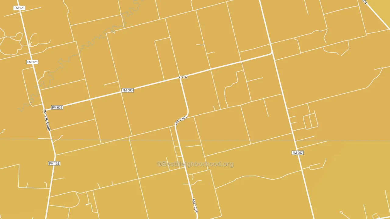 Map of the best neighborhoods in the Stith area, with better matches in green and worse matches in red