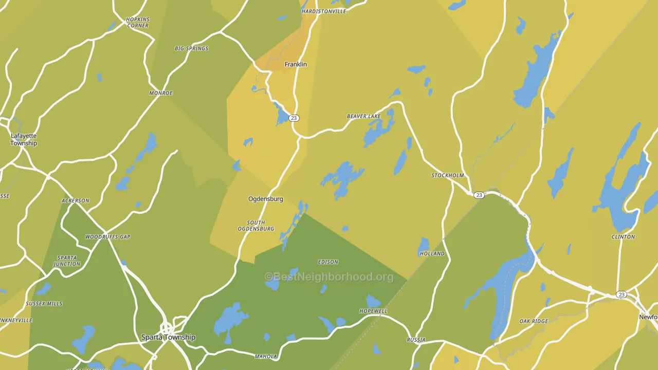 Map of the best neighborhoods in the Stockholm area, with better matches in green and worse matches in red