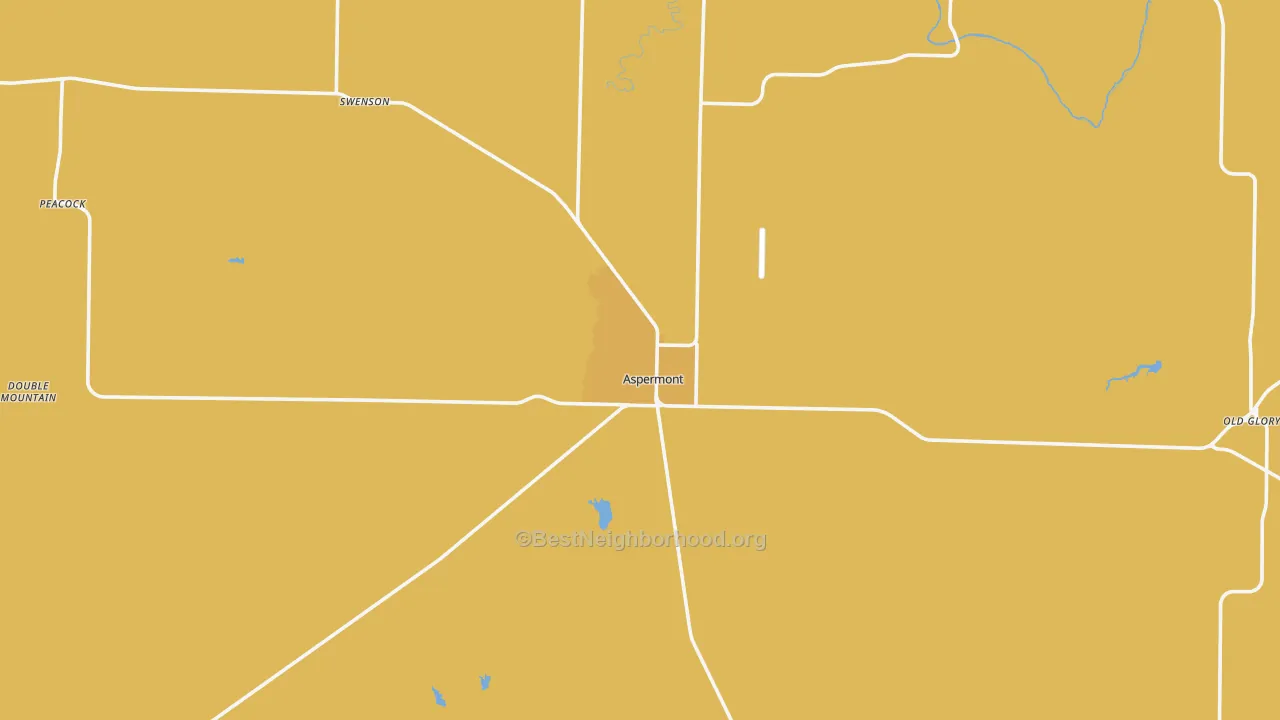 Map of the best neighborhoods in the Stonewall County area, with better matches in green and worse matches in red