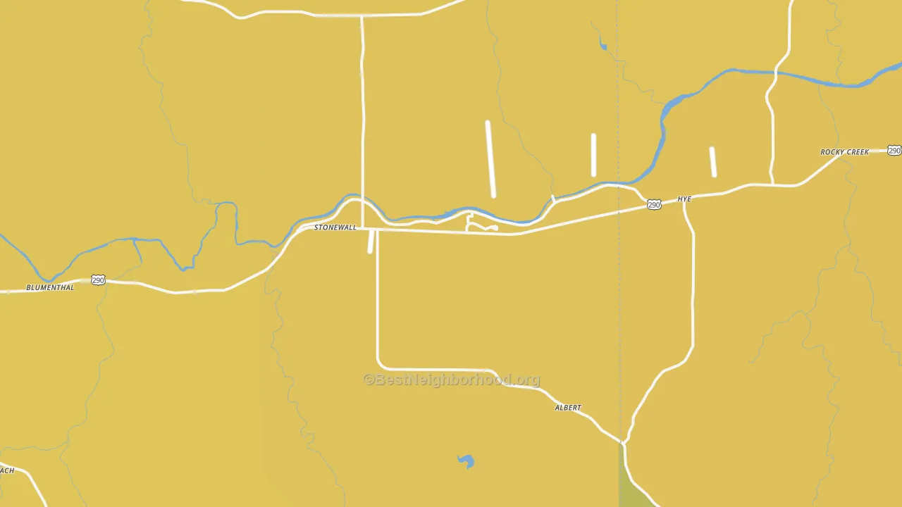 Map of the best neighborhoods in the Stonewall area, with better matches in green and worse matches in red