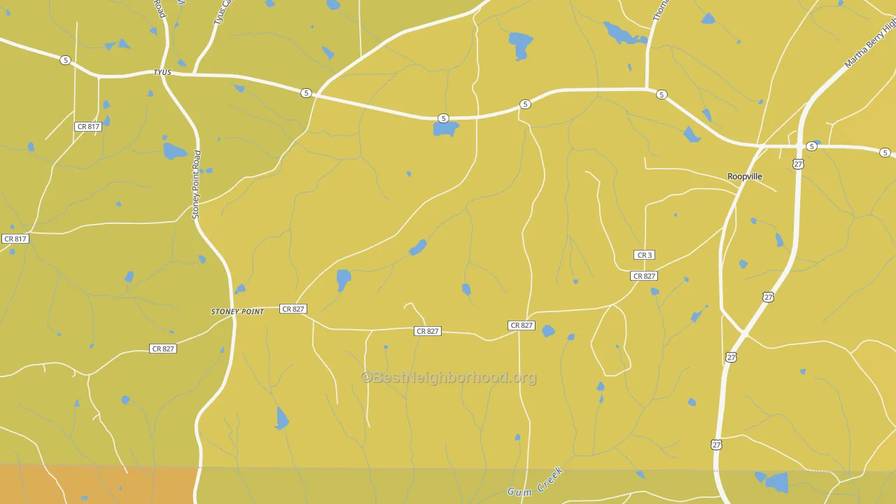 Map of the best neighborhoods in the Stoney Point area, with better matches in green and worse matches in red
