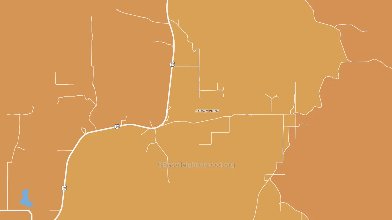 Map of the best neighborhoods in the Stoney Point area, with better matches in green and worse matches in red