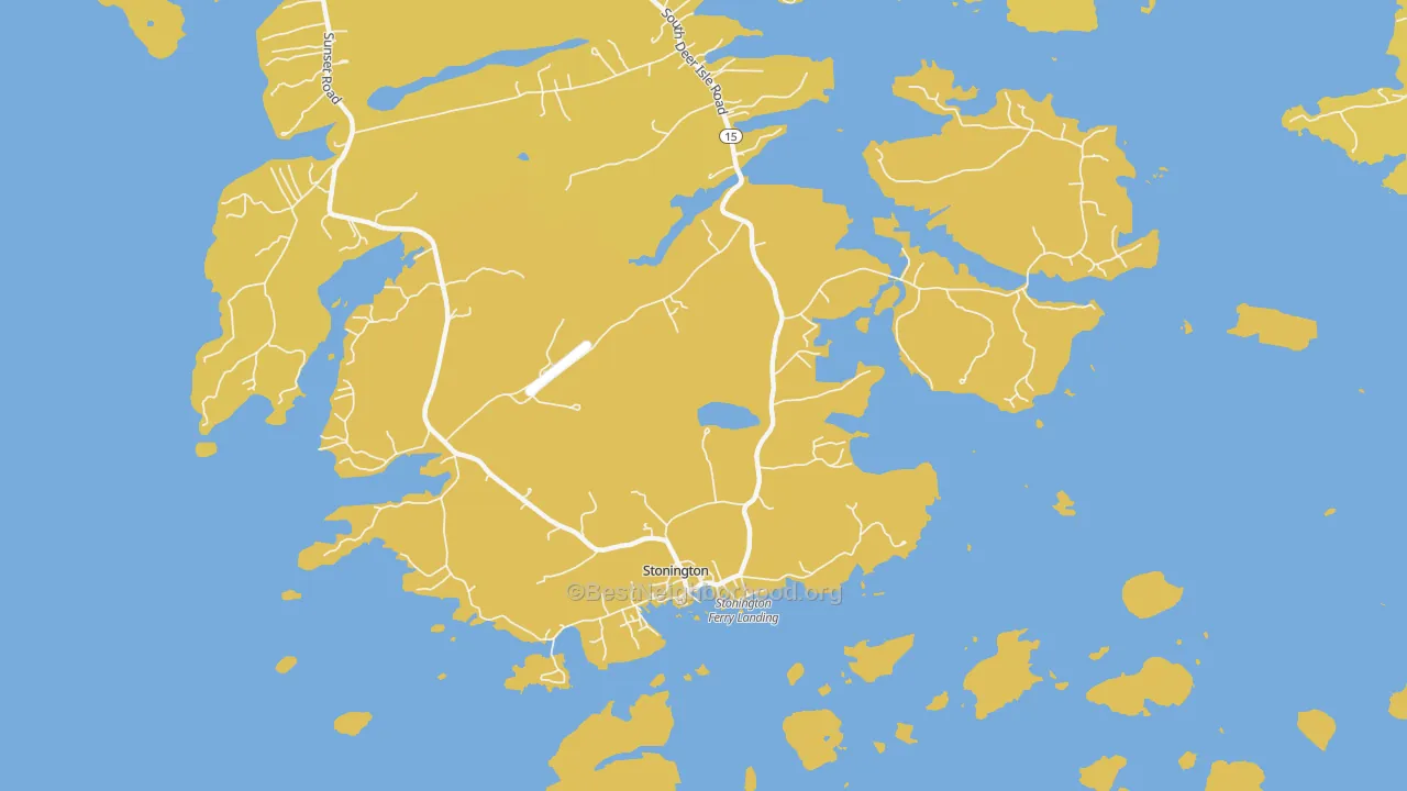 Map of the best neighborhoods in the Stonington area, with better matches in green and worse matches in red