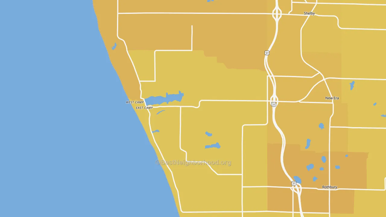 Map of the best neighborhoods in the Stony Lake area, with better matches in green and worse matches in red