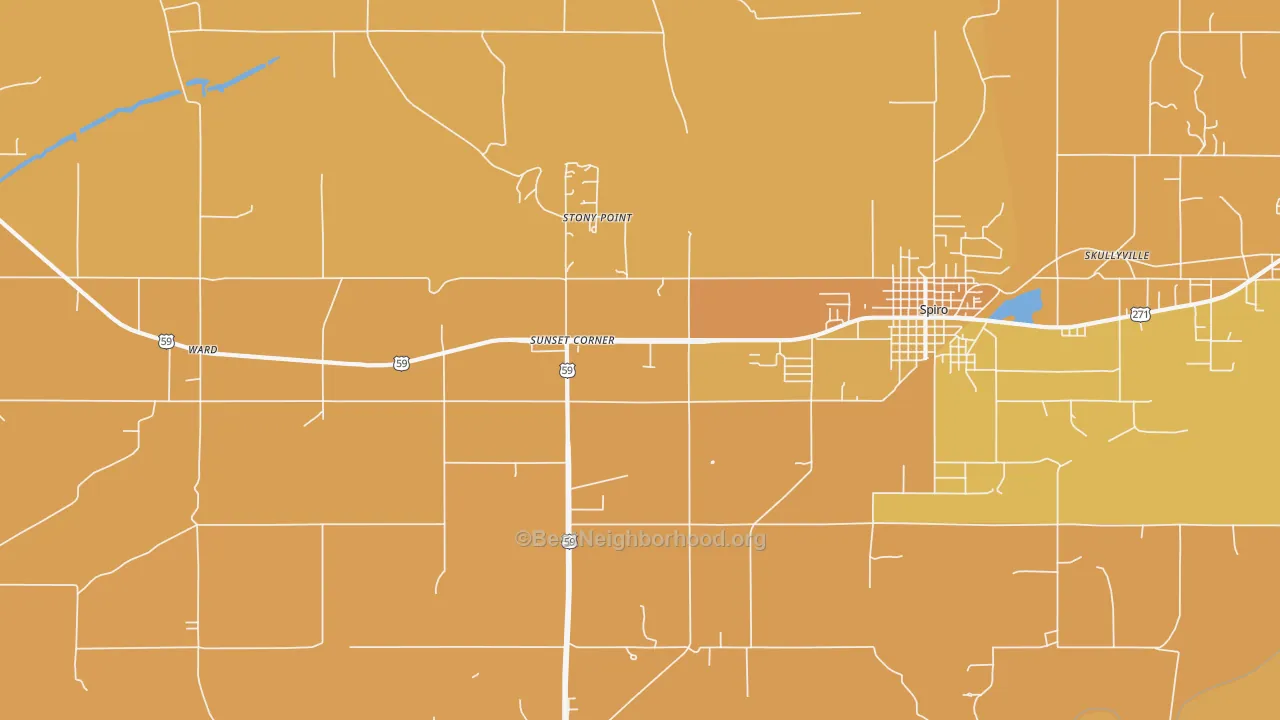 Map of the best neighborhoods in the Stony Point area, with better matches in green and worse matches in red