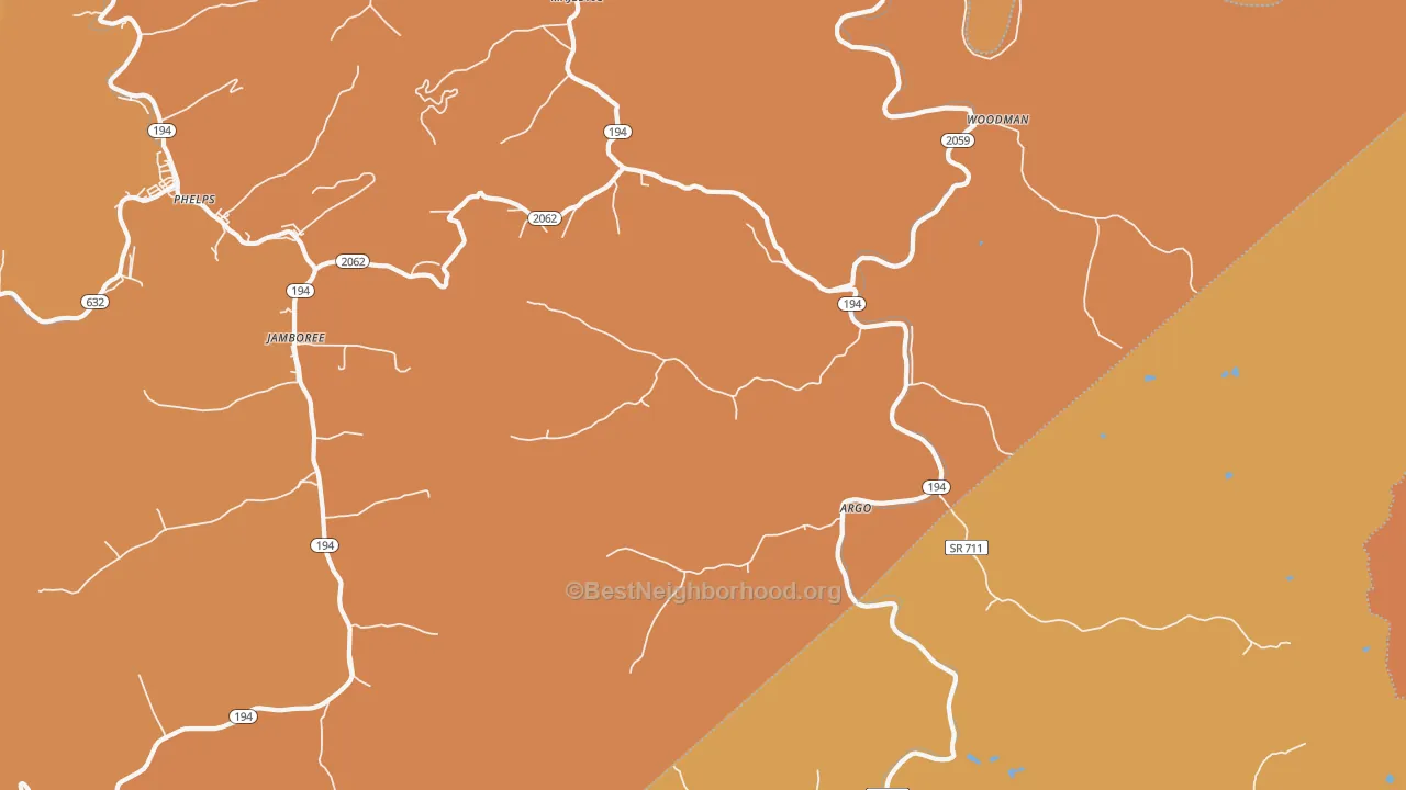 Map of the best neighborhoods in the Stopover area, with better matches in green and worse matches in red