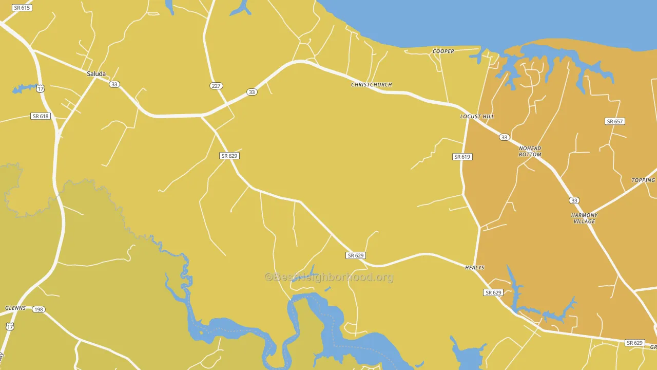 Map of the best neighborhoods in the Stormont area, with better matches in green and worse matches in red
