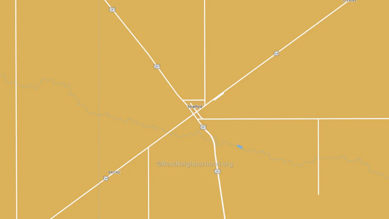 Map of the best neighborhoods in the Stratford area, with better matches in green and worse matches in red