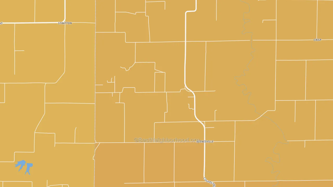 Map of the best neighborhoods in the Stratton area, with better matches in green and worse matches in red