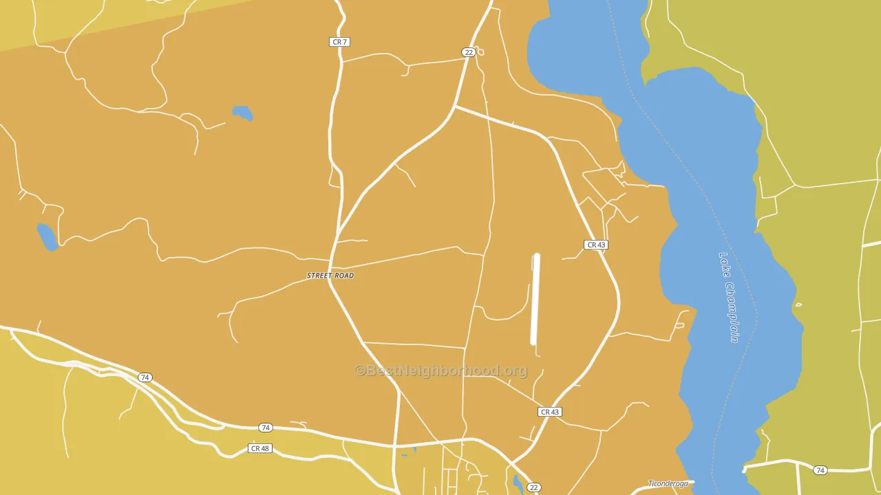 Map of the best neighborhoods in the Street Road area, with better matches in green and worse matches in red
