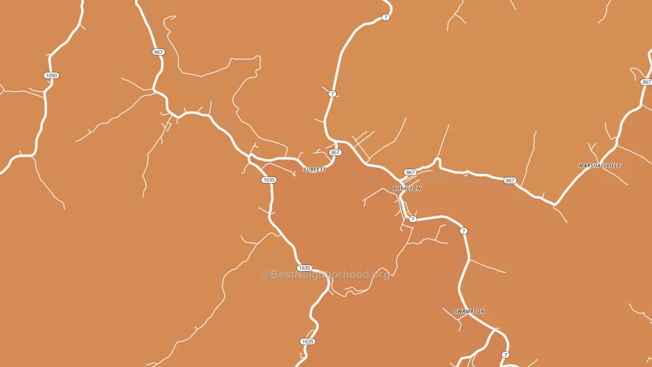 Map of the best neighborhoods in the Sublett area, with better matches in green and worse matches in red