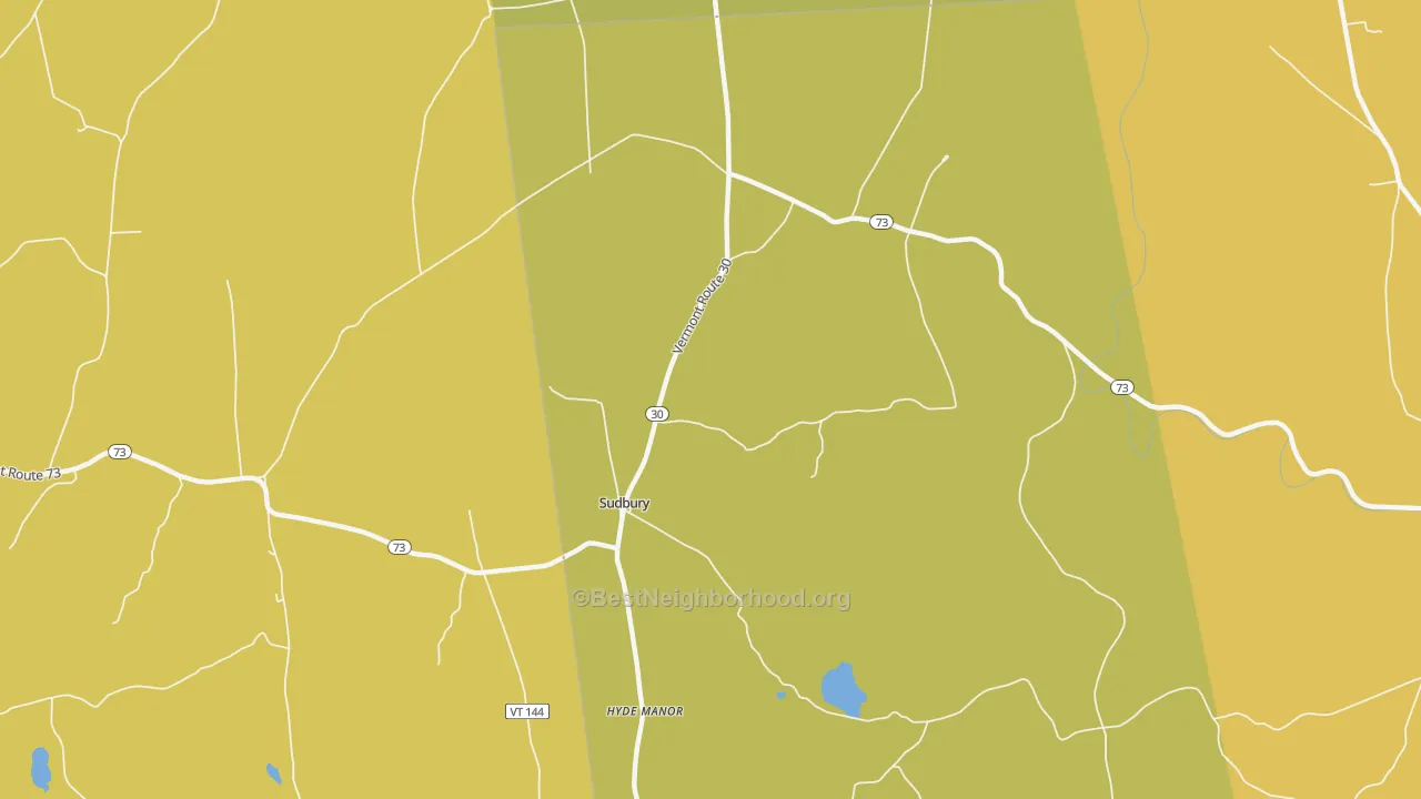 Map of the best neighborhoods in the Sudbury area, with better matches in green and worse matches in red