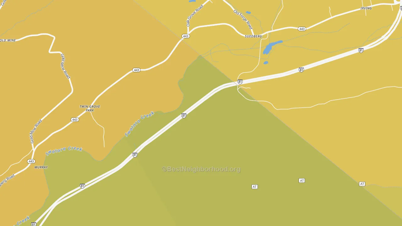 Map of the best neighborhoods in the Suedburg area, with better matches in green and worse matches in red