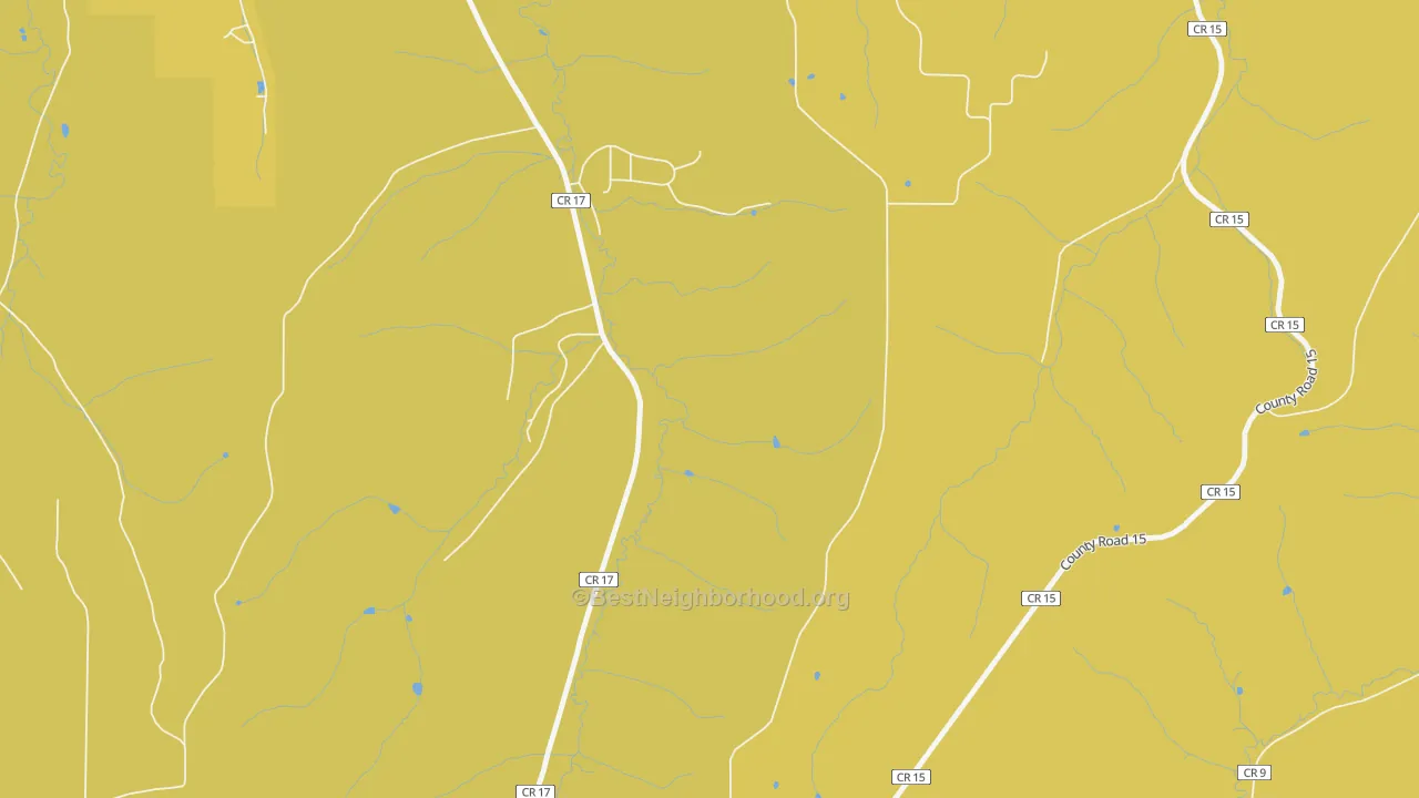 Map of the best neighborhoods in the Sugarloaf area, with better matches in green and worse matches in red