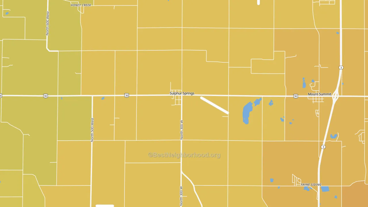 Map of the best neighborhoods in the Sulphur Springs area, with better matches in green and worse matches in red