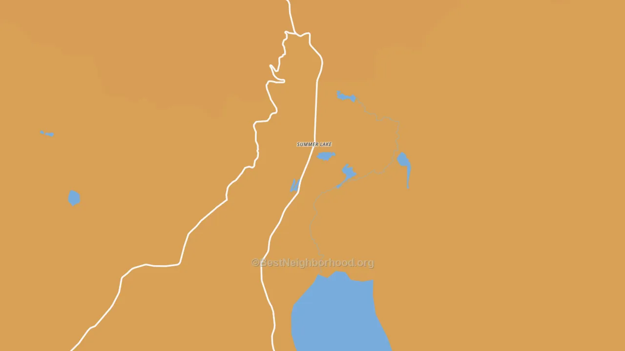 Map of the best neighborhoods in the Summer Lake area, with better matches in green and worse matches in red