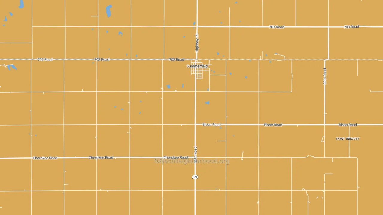 Map of the best neighborhoods in the Summerfield area, with better matches in green and worse matches in red
