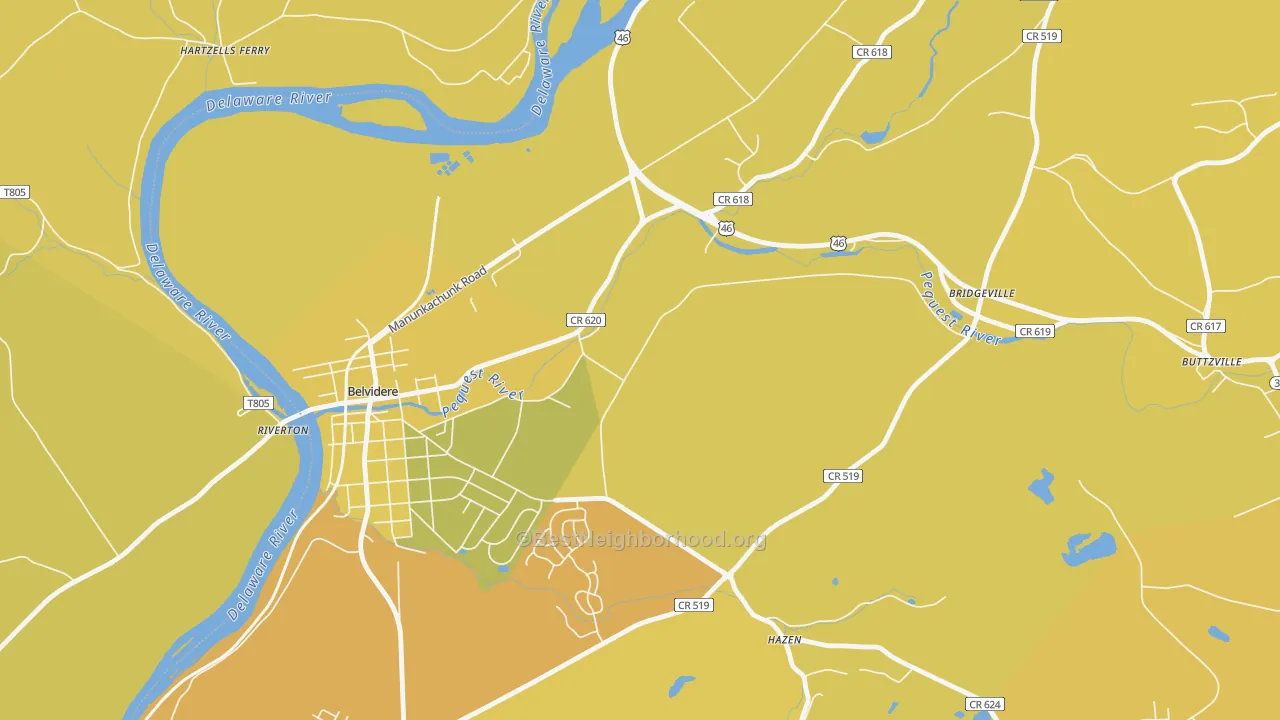 Map of the best neighborhoods in the Summerfield area, with better matches in green and worse matches in red