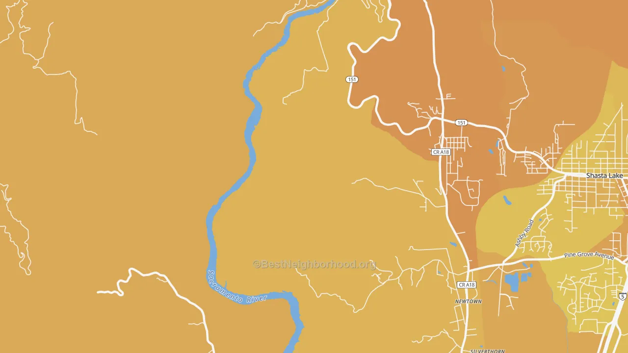 Map of the best neighborhoods in the Summit City area, with better matches in green and worse matches in red