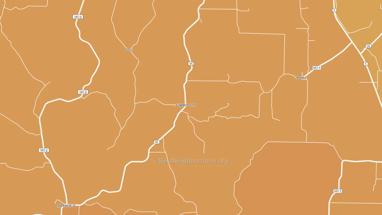 Map of the best neighborhoods in the Summit City area, with better matches in green and worse matches in red