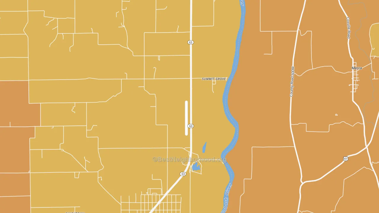 Map of the best neighborhoods in the Summit Grove area, with better matches in green and worse matches in red