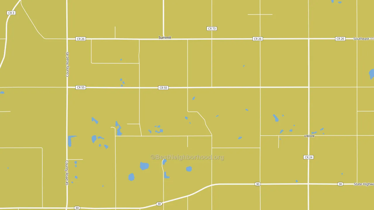 Map of the best neighborhoods in the Summit area, with better matches in green and worse matches in red
