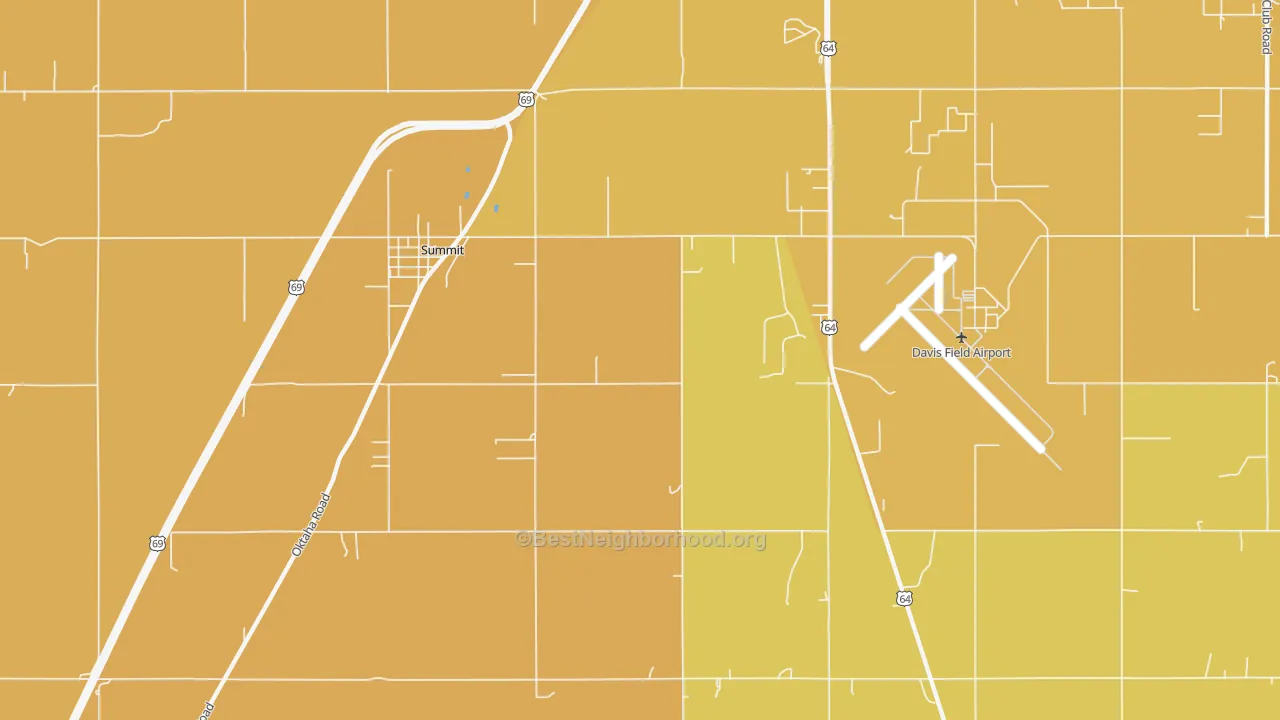 Map of the best neighborhoods in the Summit area, with better matches in green and worse matches in red