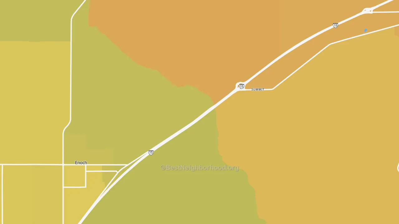 Map of the best neighborhoods in the Summit area, with better matches in green and worse matches in red