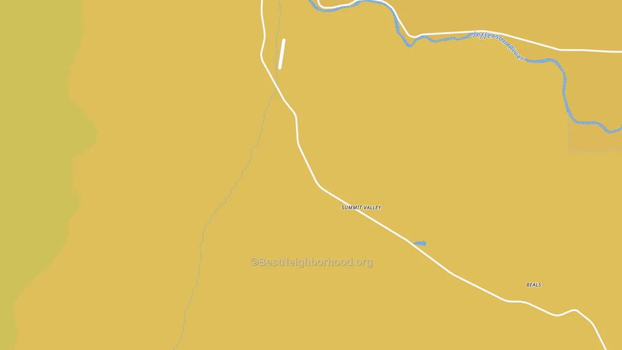 Map of the best neighborhoods in the Summit Valley area, with better matches in green and worse matches in red