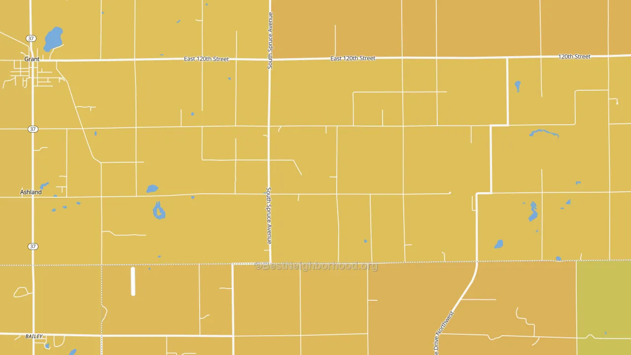 Map of the best neighborhoods in the Sun area, with better matches in green and worse matches in red