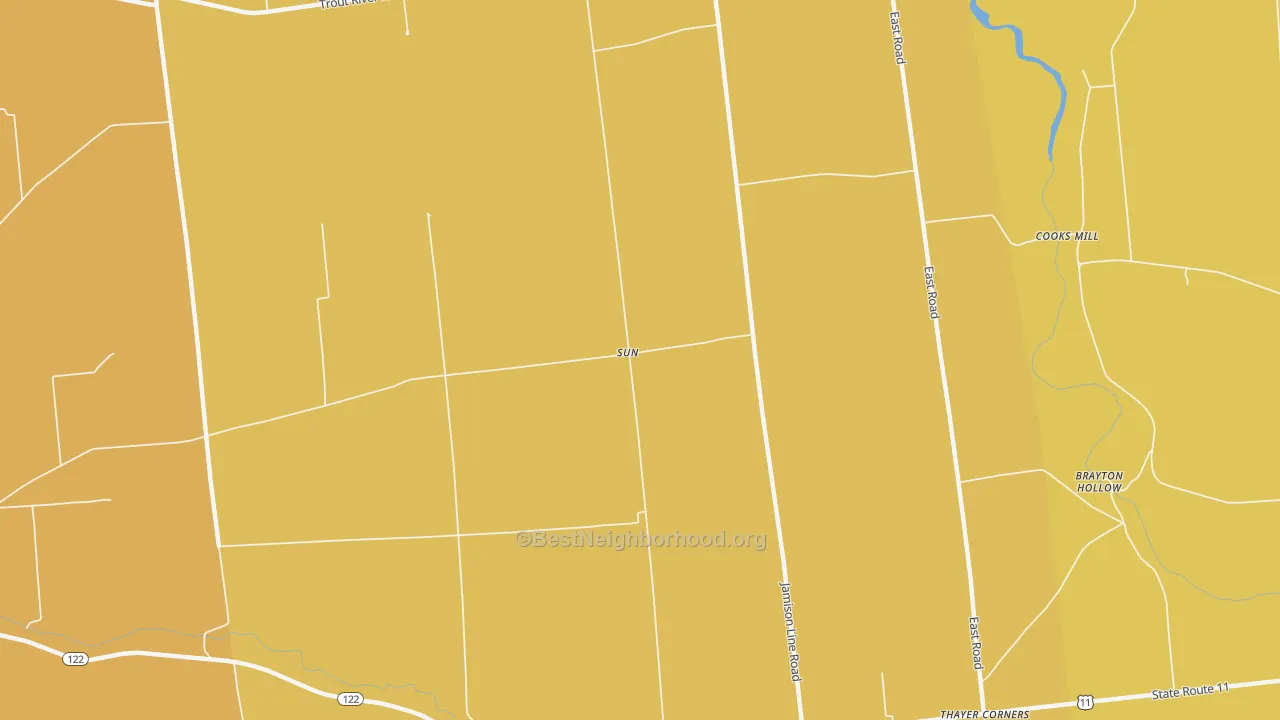 Map of the best neighborhoods in the Sun area, with better matches in green and worse matches in red