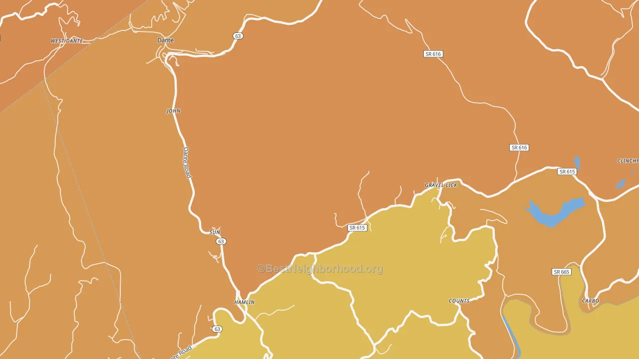 Map of the best neighborhoods in the Sun area, with better matches in green and worse matches in red