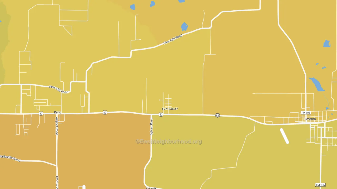 Map of the best neighborhoods in the Sun Valley area, with better matches in green and worse matches in red