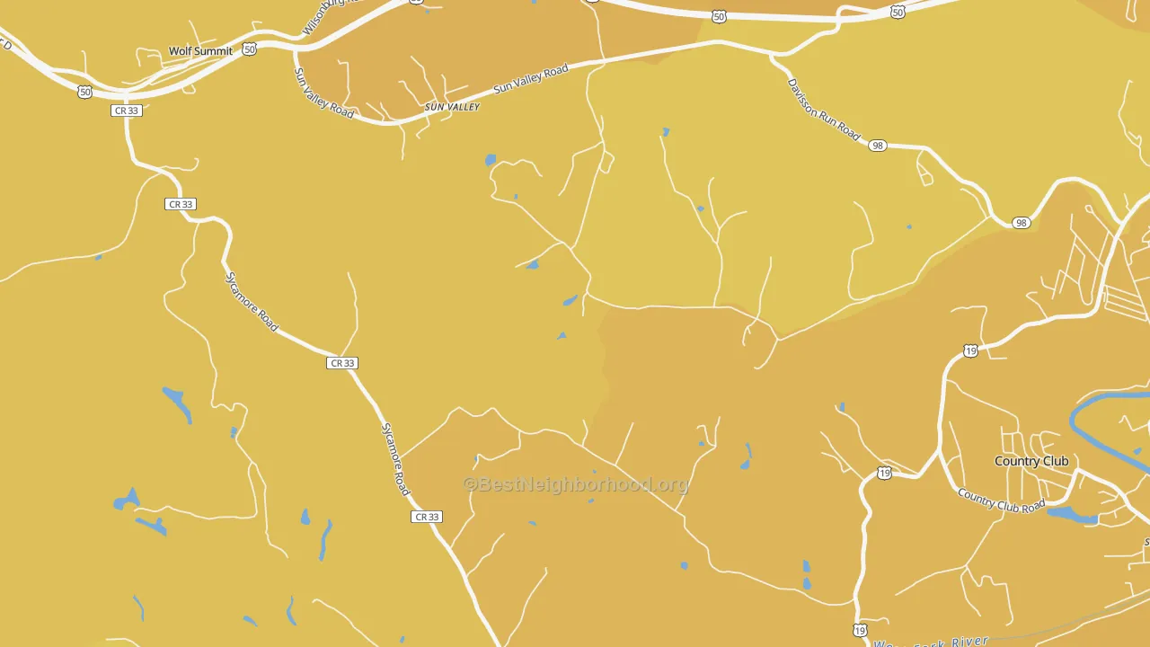 Map of the best neighborhoods in the Sun Valley area, with better matches in green and worse matches in red