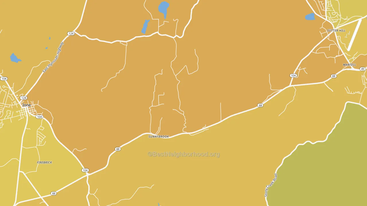 Map of the best neighborhoods in the Sunnybrook area, with better matches in green and worse matches in red