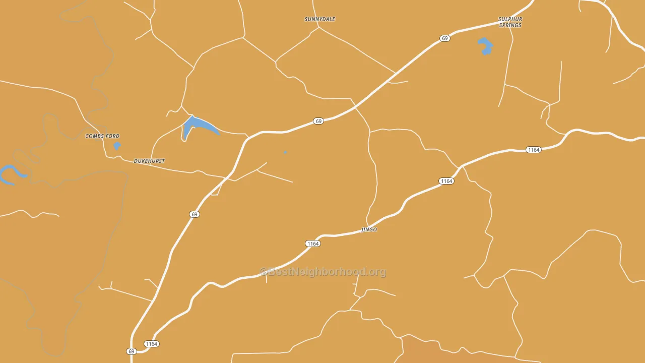 Map of the best neighborhoods in the Sunnydale area, with better matches in green and worse matches in red