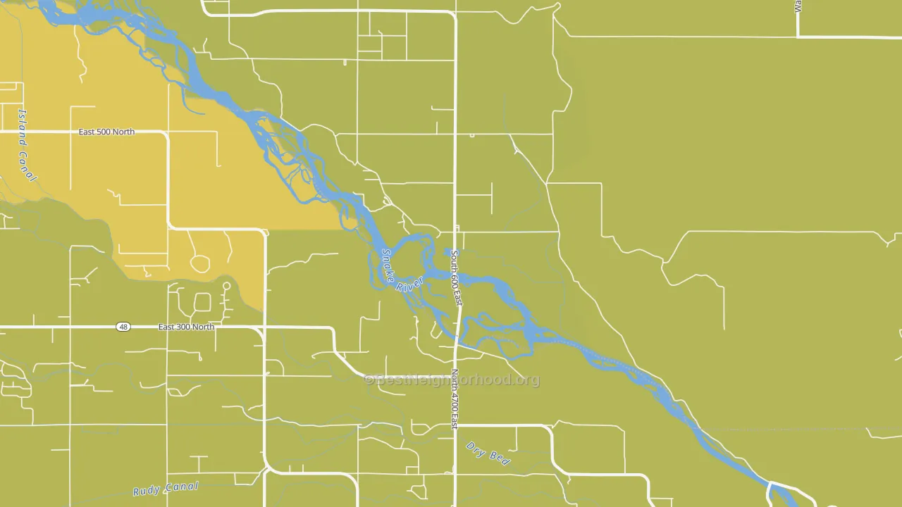 Map of the best neighborhoods in the Sunnydell area, with better matches in green and worse matches in red