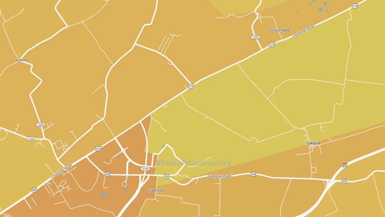 Map of the best neighborhoods in the Sunnyside area, with better matches in green and worse matches in red