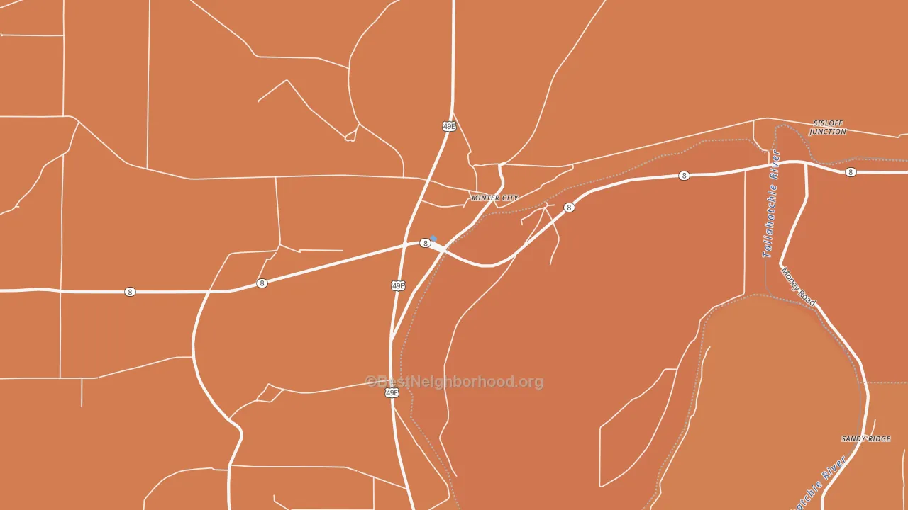 Map of the best neighborhoods in the Sunnyside area, with better matches in green and worse matches in red