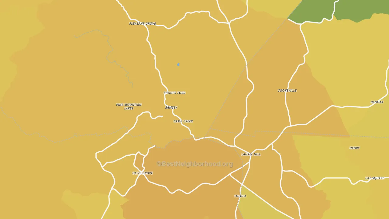 Map of the best neighborhoods in the Sunnyside area, with better matches in green and worse matches in red