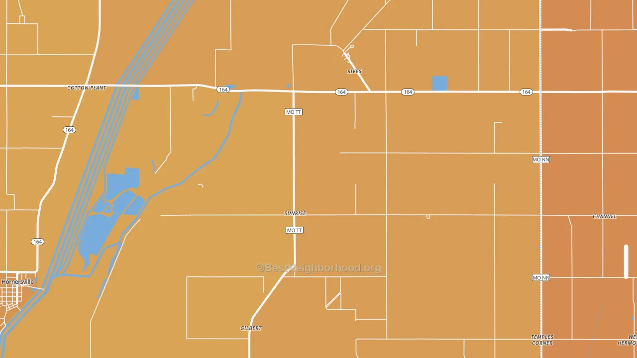 Map of the best neighborhoods in the Sunrise area, with better matches in green and worse matches in red